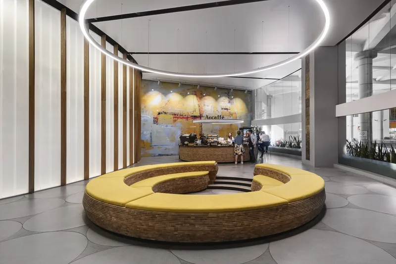 Entrance lobby showing circulation, lighting and interior finishes.