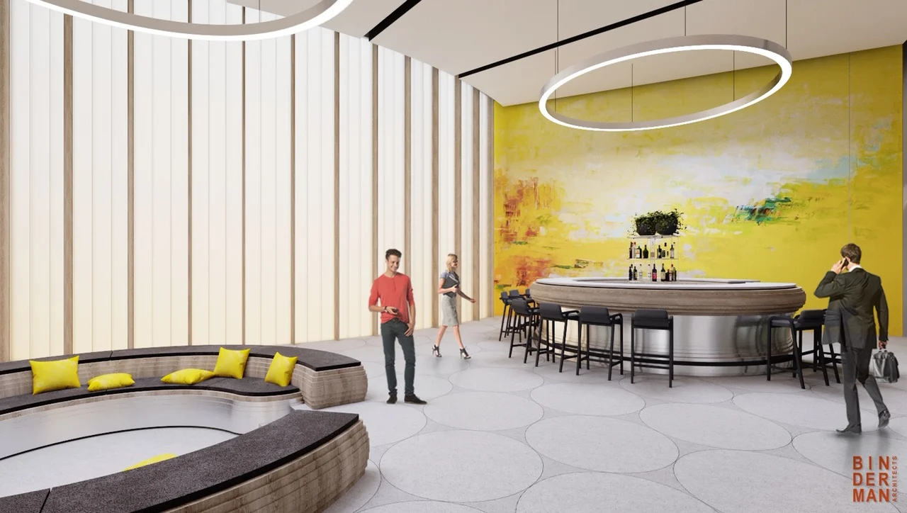 Entrance lobby showing circulation, lighting and interior finishes.
