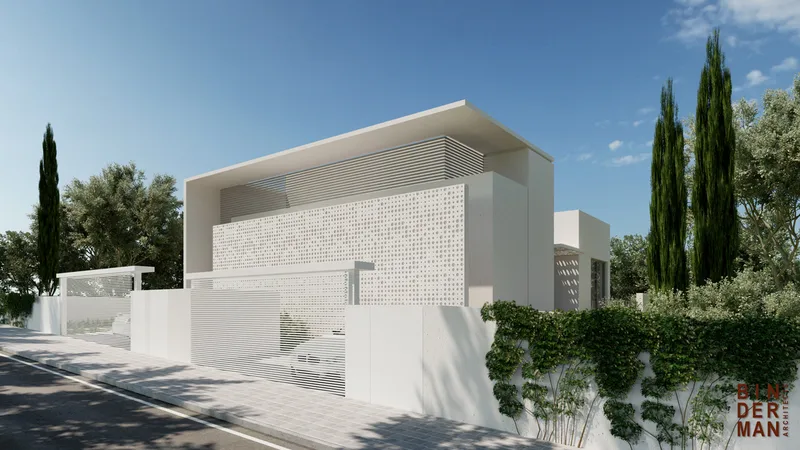 Exterior view showing the house and its architectural form.
