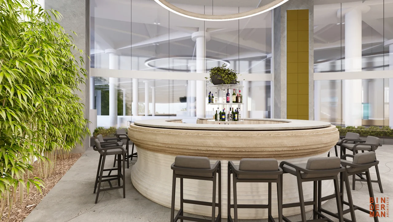 Entrance lobby showing circulation, lighting and interior finishes.